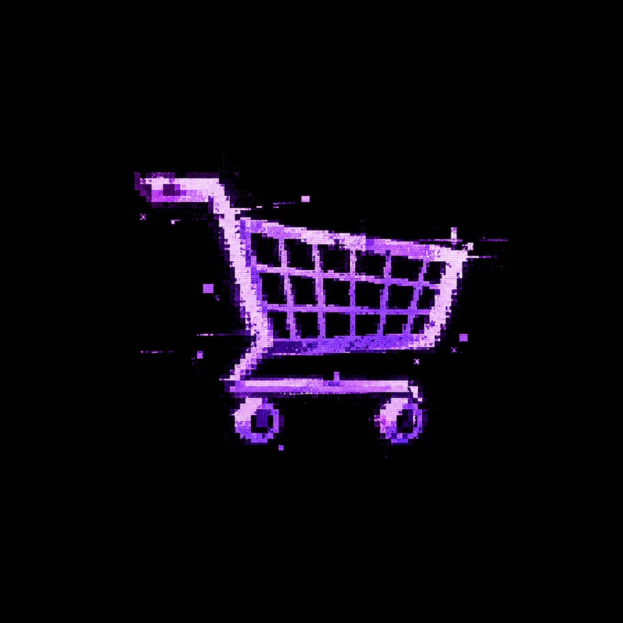 a purple pixel shopping cart